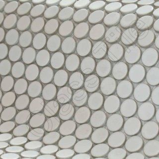 Penny Round Tile Arctic White Porcelain Mosaic Matte Look   Marble Tiles  