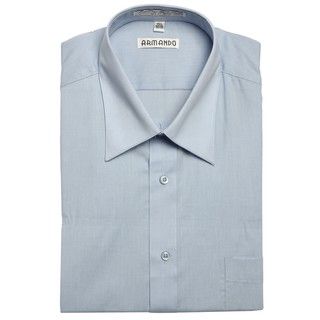 Armando Men's Light Blue Convertible Cuff Dress Shirt Dress Shirts
