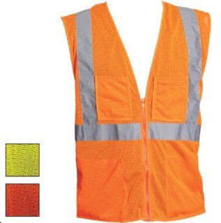 PIP 302 MVGZ4POR Orange XL Polyester Mesh High Visibility & Reflective Vest   4 Pockets   Fits 52 in Chest   28 in Length   302 MVGZ4POR XL [PRICE is per EACH]   Pocket Reflective Vest  