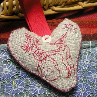 two linen hearts by running hare art & design