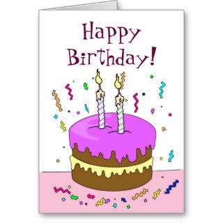 Happy Birthday Cake 2 YEAR Greeting Cards