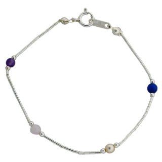 Multicolor Bead 7 1/4" Liquid Silver Bracelet Avatar Sterling Jewelry
