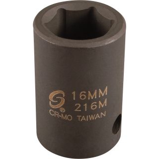 Sunex Tools Impact Socket – 16mm, 1/2in. Drive, Model# 216M