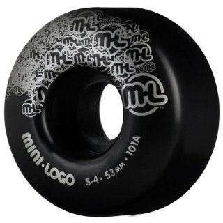 Mini Logo S4 Wheels 53mm 101A Black (Set of 4)  Skateboard Wheels  Sports & Outdoors