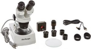 AmScope SE306R PZ P 20X 40X 80XR Stereo Microscope + USB PC Camera Electronics