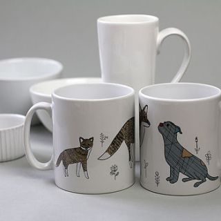 dog and fox ceramic mug by lil3birdy