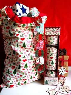retro 50's woodland christmas gift sack by the little picture company