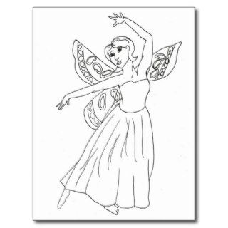Fairy Ballerina coloring book Postcard