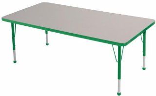 Ecr4kids 30"x 60" Kids Preschool Rectangular Adjustable Activity Table With 15" 23" Toddler Legs Green   Folding Tables