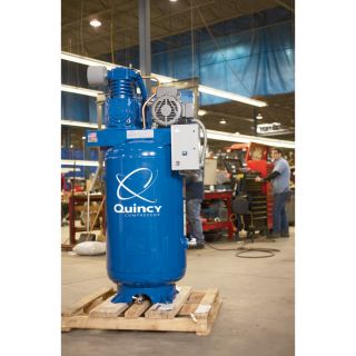 Quincy Compressor Reciprocating Air Compressor — 5 HP, 230 Volt Single Phase, 80-Gallon Vertical Tank, Model# 251CS80VCB  19 CFM   Below Air Compressors