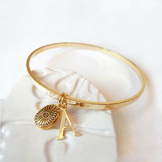 locket charm hammered gold bangle by belle ami