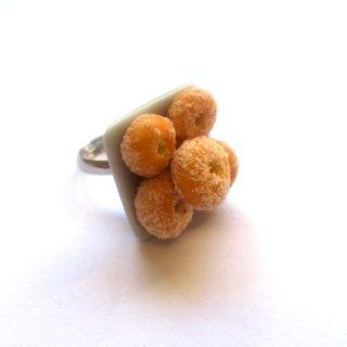 Sour Cherry Sugar Doughnut Ring (silver plated adjustable ring) Sour Cherry Jewelry