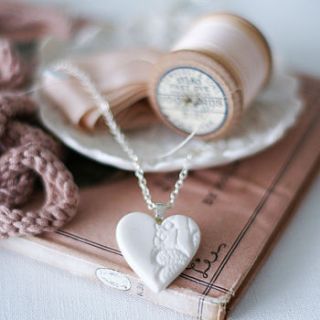 porcelain lace heart pendant by abby monroe