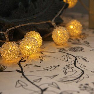 Innoo Tech Warm White LED String Light Battery Powered Aluminum Ball Indoor Lights Fairy for Outdoor Party Christmas 30 Globe
