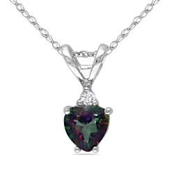 Miadora 10k White Gold Exotic Topaz and Diamond Accent Heart Necklace Miadora Gemstone Necklaces