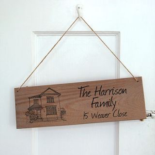 personalised illustration house sign by letterfest