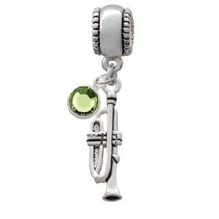 Trumpet Charm Bead with Peridot Crystal Dangle Delight Jewelry