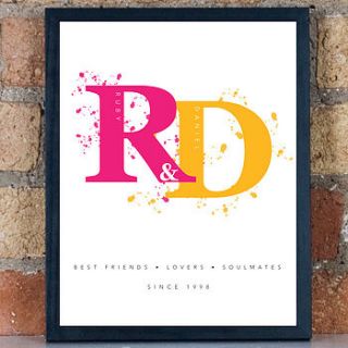 personalised couples monogram framed print by megan claire