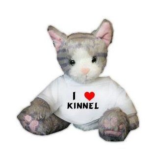 Plush Stuffed Cat (Kit Kat) toy with I Love Kinnel T shirt (first name/surname/nickname) Toys & Games