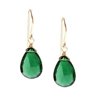 emerald quartz just one drop earrings by chupi