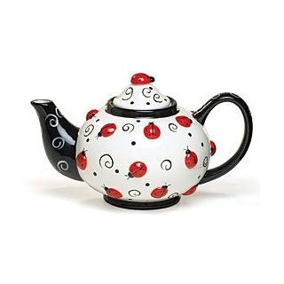 Ladybug Teapot With Swirl Design Adorable Kitchen Decor Kitchen & Dining