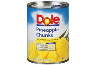 Dole Pineapple Chunks in 100% Pineapple Juice 20 Oz. Can (Pack of 4)  Fresh Pineapples Produce  Grocery & Gourmet Food