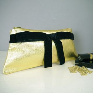 gold leather clutch bag or purse by begolden