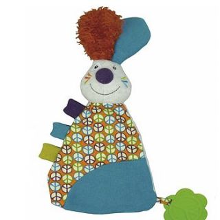 'jeff the rabbit' comforter with teether by owl & cat designs