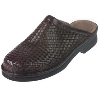 Clarks Two Tone Color Woven Leather Comfort Clogs —