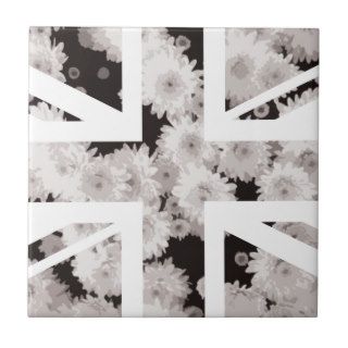 Chrysanthemums Flower Union Jack British(UK) Flag Tile