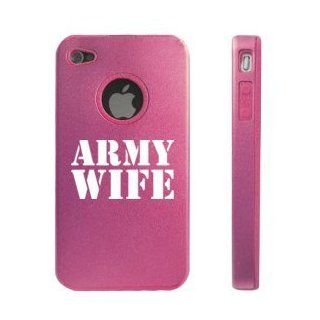 Apple iPhone 4 4S 4G Pink D9063 Aluminum & Silicone Case Army Wife Cell Phones & Accessories