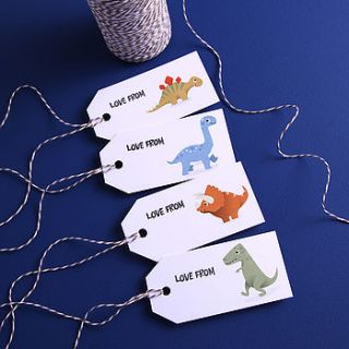 eight dinosaur gift tags by the note studio