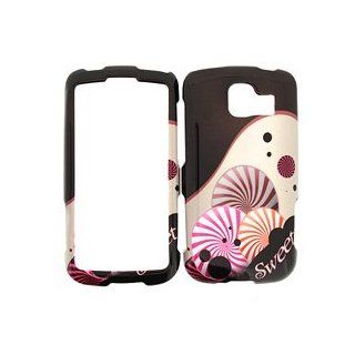 LG Optimus S Black with Pink and Purple Sweet Candy Design Snap On Hard Protective Cover Case Cell Phone + Free Additional High Quality Screen Shield Protector Cell Phones & Accessories