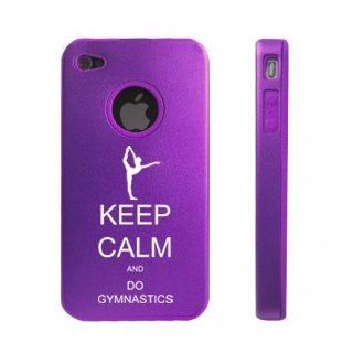 Apple iPhone 4 4S Purple D6984 Aluminum & Silicone Case Cover Keep Calm and Do Gymnastics Cell Phones & Accessories