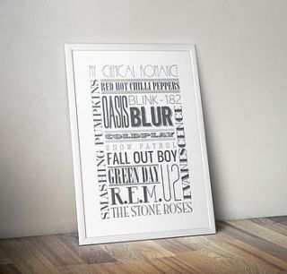 personalised typographic print 'music' by quotography