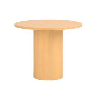 National Office Furniture Universal 42 Inch Round Wood Table Top and Wood Cylinder Base, Honey Maple   Dining Tables