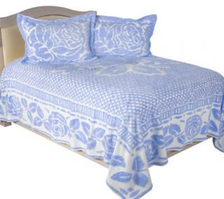 Northern Nights Rose Design Chenille QN Bedspread and Shams —