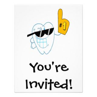 Smiling Tooth Cartoon Character Number One Custom Invites