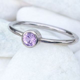 purple sapphire ring in 18ct white gold by lilia nash jewellery
