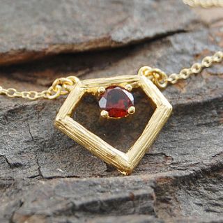 gold garnet diamond necklace by embers semi precious and gemstone designs