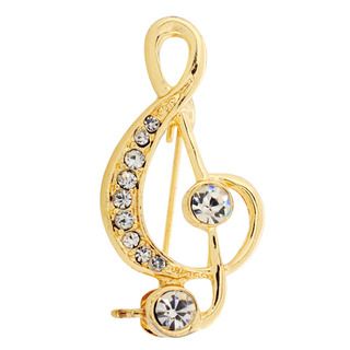 Goldtone Crystal Music Note Brooch Pin Brooches & Pins