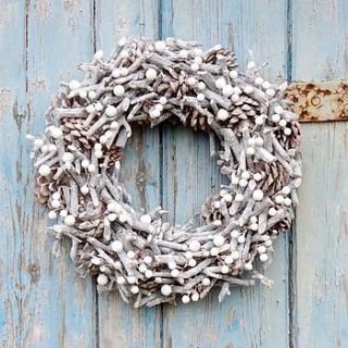 frosted twig and white berry wreath by lisa angel homeware and gifts