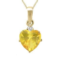 10k Gold Citrine 1/50ct TDW Diamond November Birthstone Heart Necklace (G H, SI1 SI2) Gemstone Necklaces