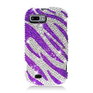 Eagle Cell PDZTEFURYS326 RingBling Brilliant Diamond Case for ZTE Fury/Director   Retail Packaging   Purple Zebra Cell Phones & Accessories