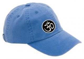 AUM Yoga Meditation Symbol Ladies Garment Washed OM Hat Cap   Faded Blue Clothing