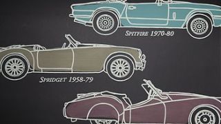british classic car hand printed wallpaper by sharon jane
