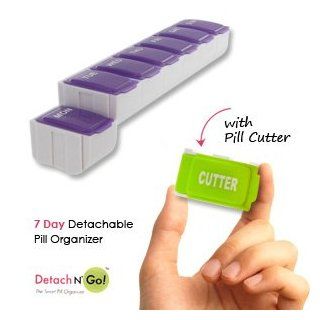 Detach N Go 7 Day Detachable Pill Organizer with Pill Cutter 