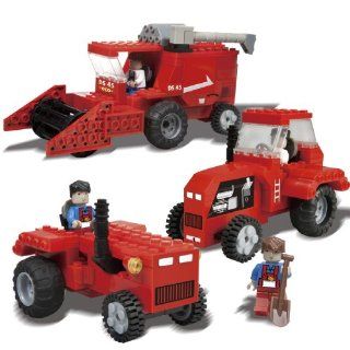 Best Lock Construction Toys 330pc Red Harvester and Tractor Toys & Games