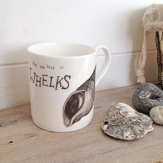 british seaside whelk illustration mug by cherry pie lane