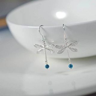 silver and turquoise dragonfly earrings by victoria jill